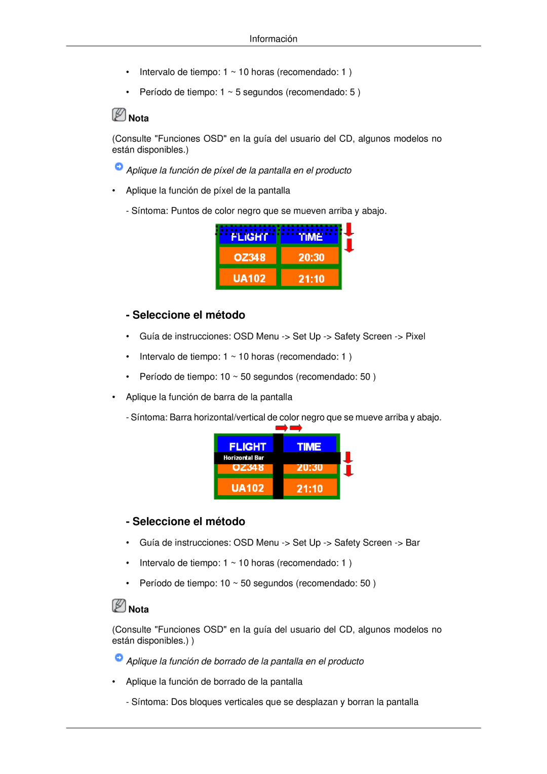 Samsung LH70OUTQBC/EN manual Aplique la función de píxel de la pantalla en el producto 