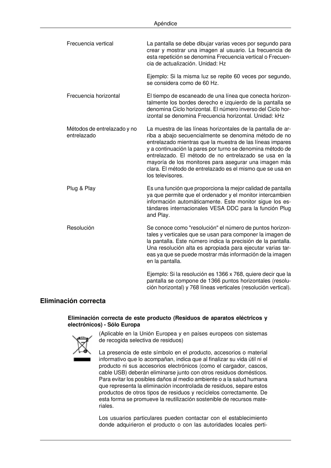 Samsung LH70OUTQBC/EN manual Eliminación correcta 