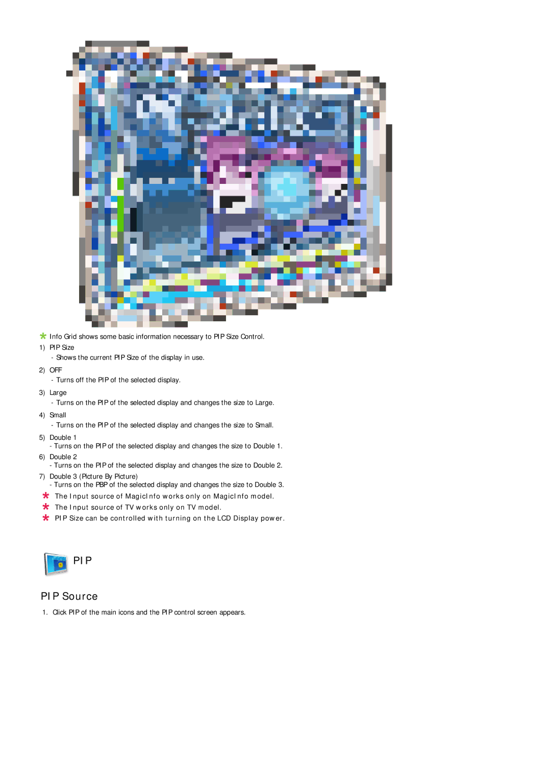 Samsung LH70OUTQBC/EN manual PIP Source 