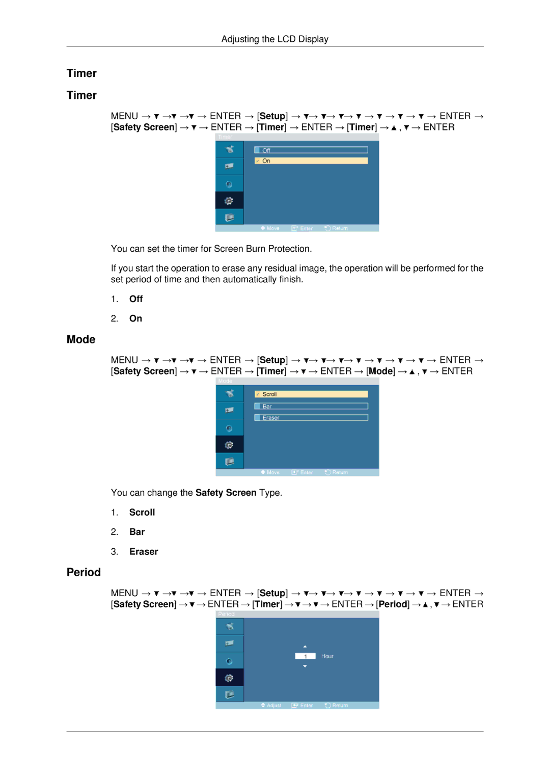 Samsung LH70OUTQBC/EN manual Timer, Period, Scroll Bar Eraser 