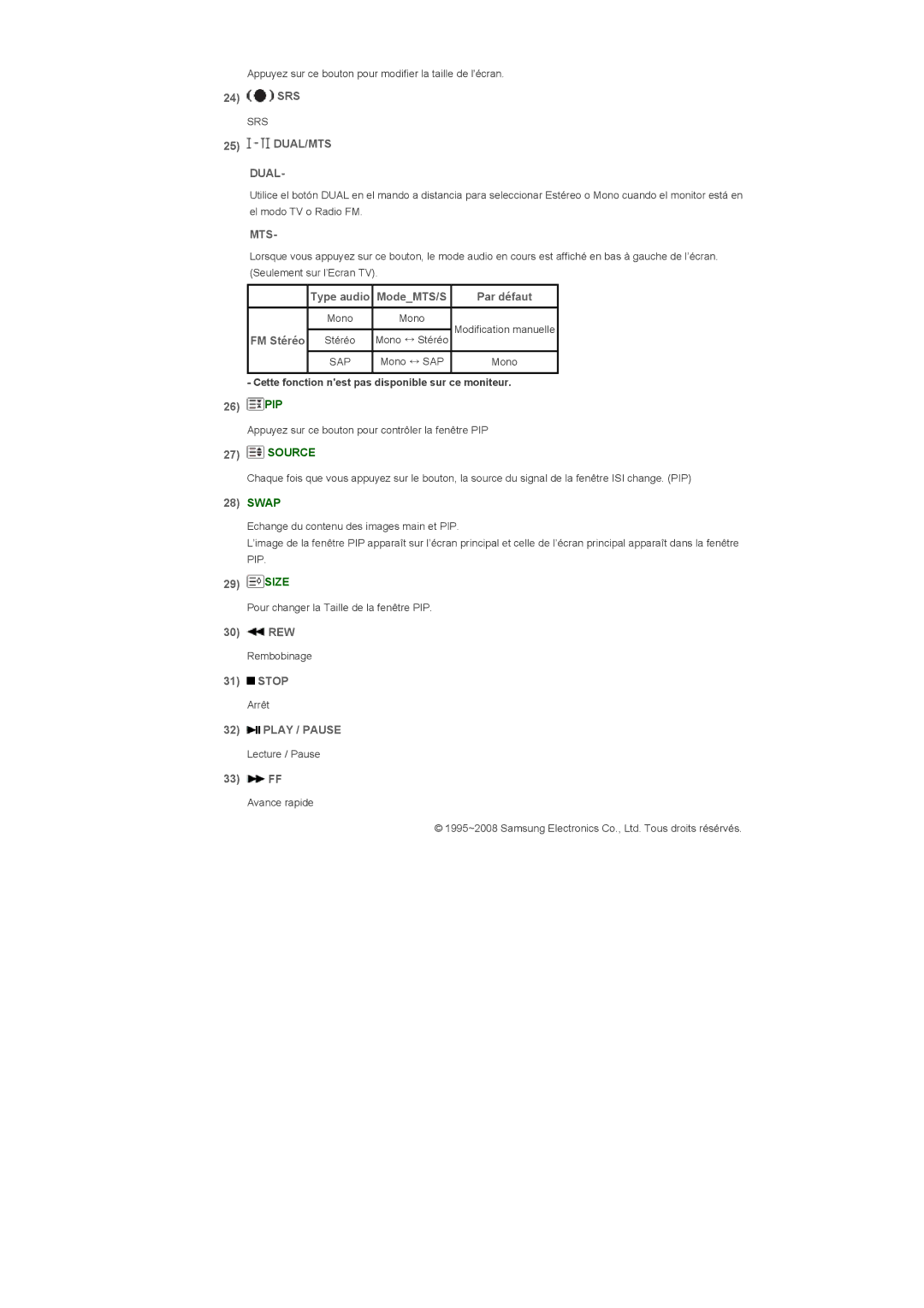 Samsung LH82TCTMBC/EN, LH70TCTMBC/EN manual DUAL/MTS Dual, Mts, Play / Pause 