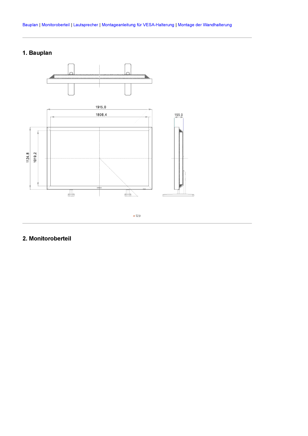 Samsung LH82TCTMBC/EN, LH70TCTMBC/EN manual Bauplan Monitoroberteil 