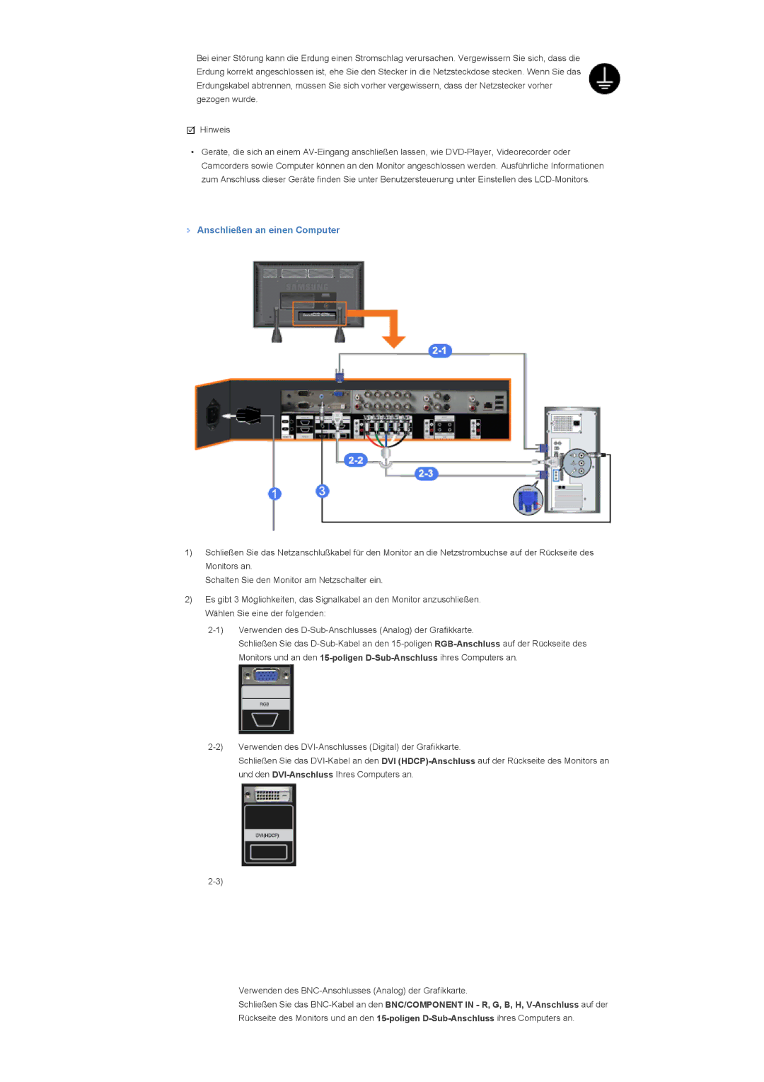 Samsung LH70TCTMBC/EN, LH82TCTMBC/EN manual Anschließen an einen Computer 