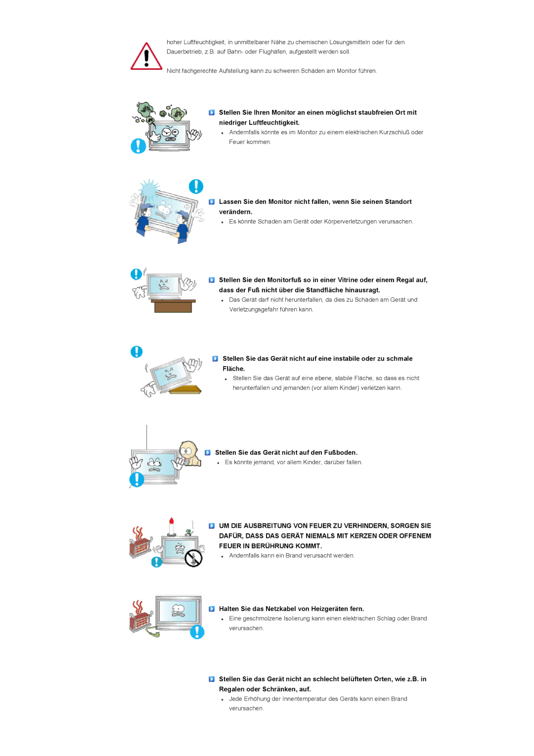 Samsung LH70TCTMBC/EN, LH82TCTMBC/EN manual Stellen Sie das Gerät nicht auf den Fußboden 