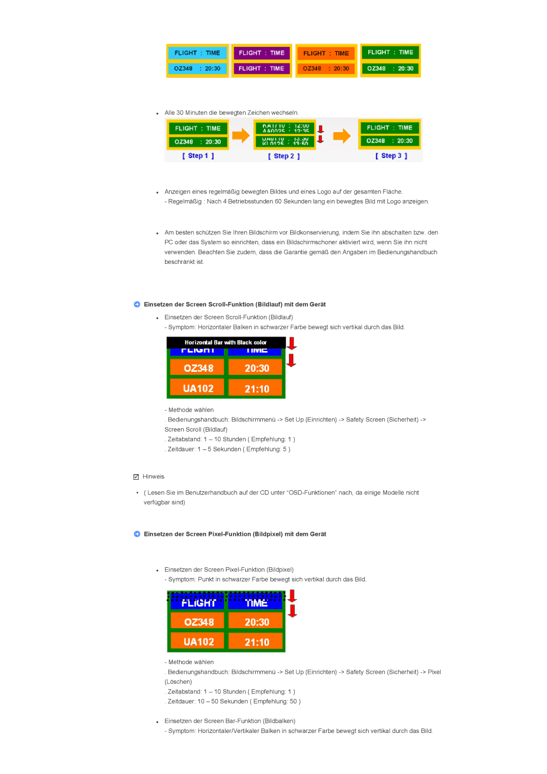 Samsung LH82TCTMBC/EN, LH70TCTMBC/EN manual Einsetzen der Screen Scroll-Funktion Bildlauf mit dem Gerät 