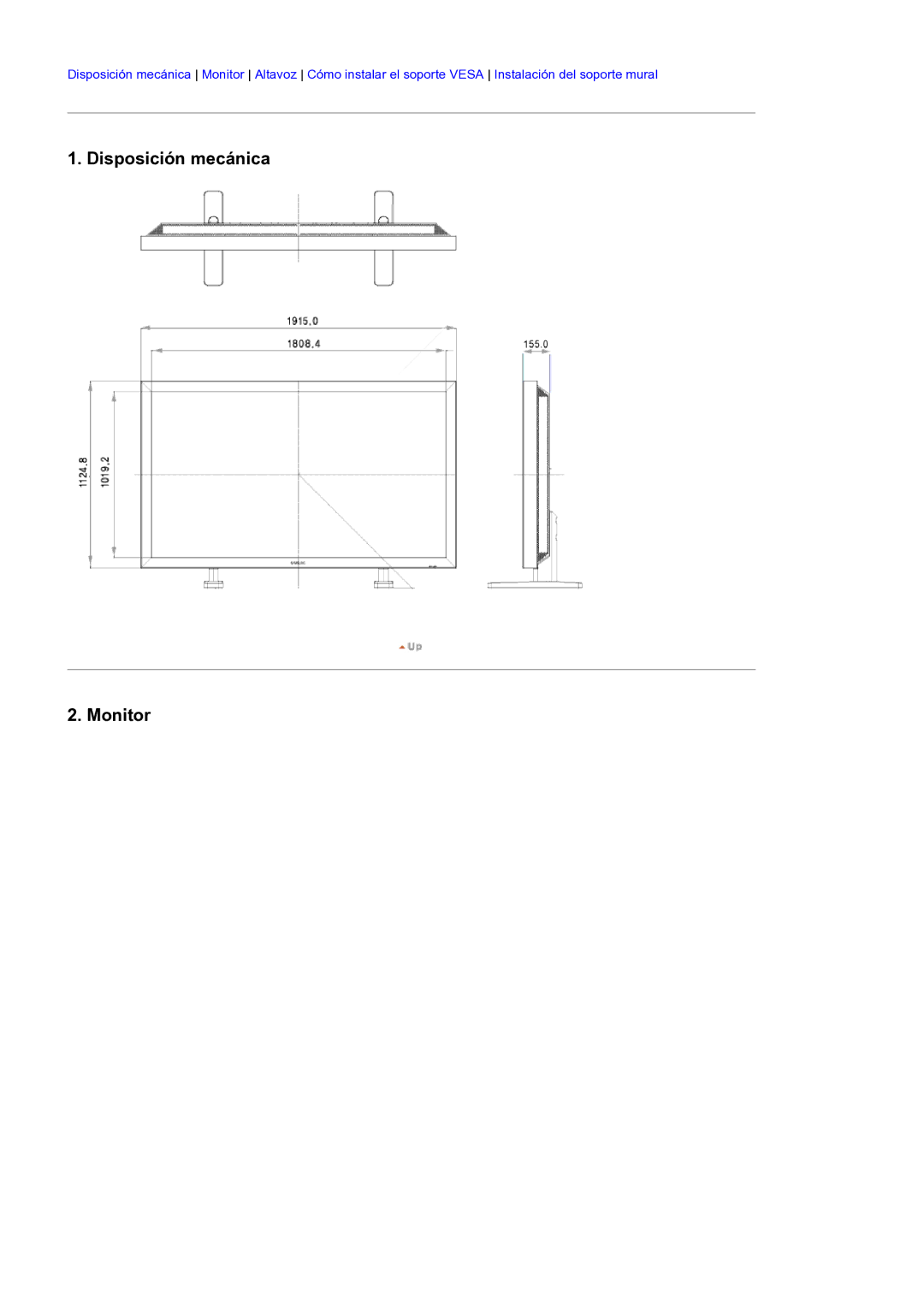 Samsung LH70TCTMBC/EN, LH82TCTMBC/EN manual Disposición mecánica Monitor 