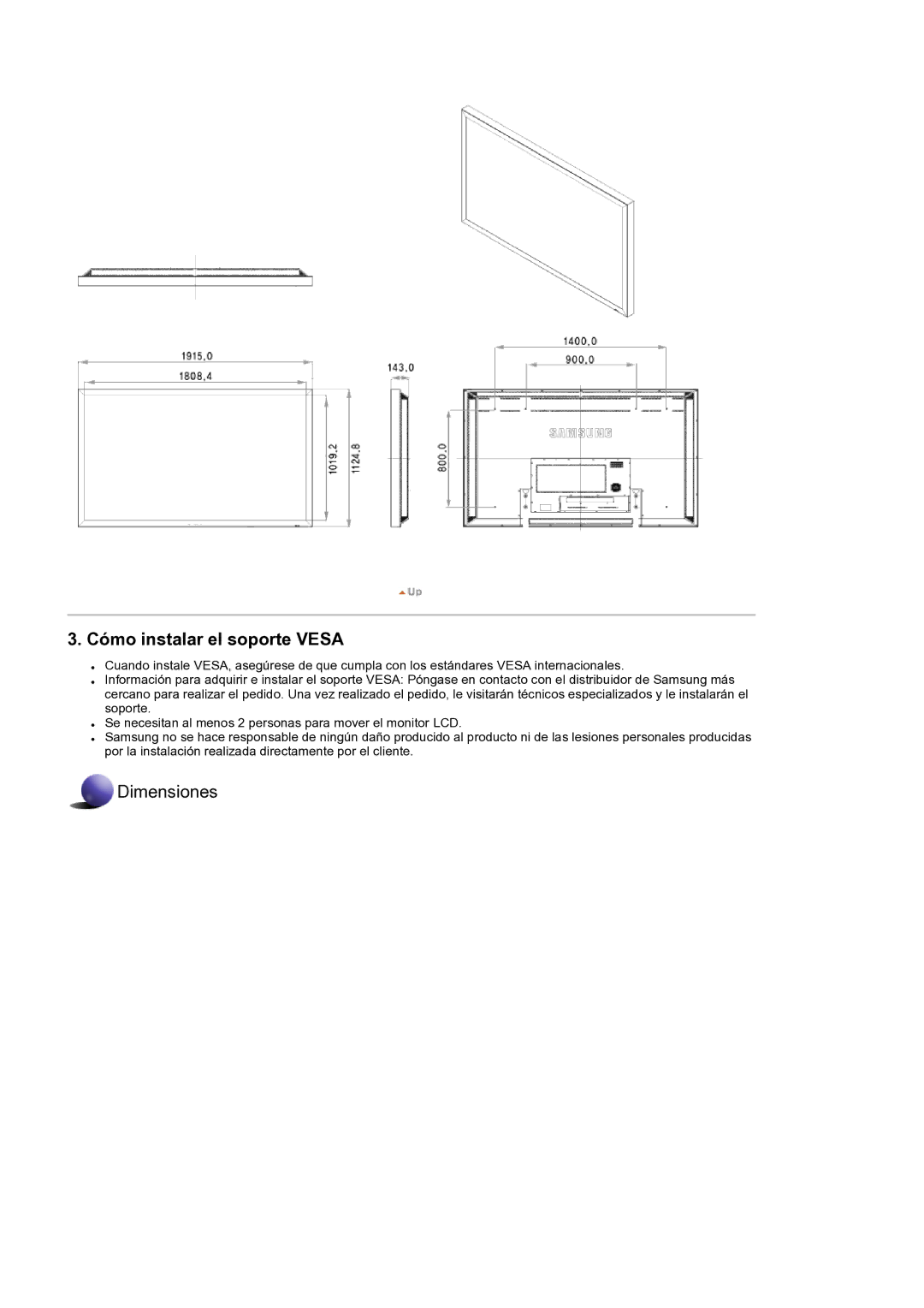 Samsung LH82TCTMBC/EN, LH70TCTMBC/EN manual Cómo instalar el soporte Vesa 