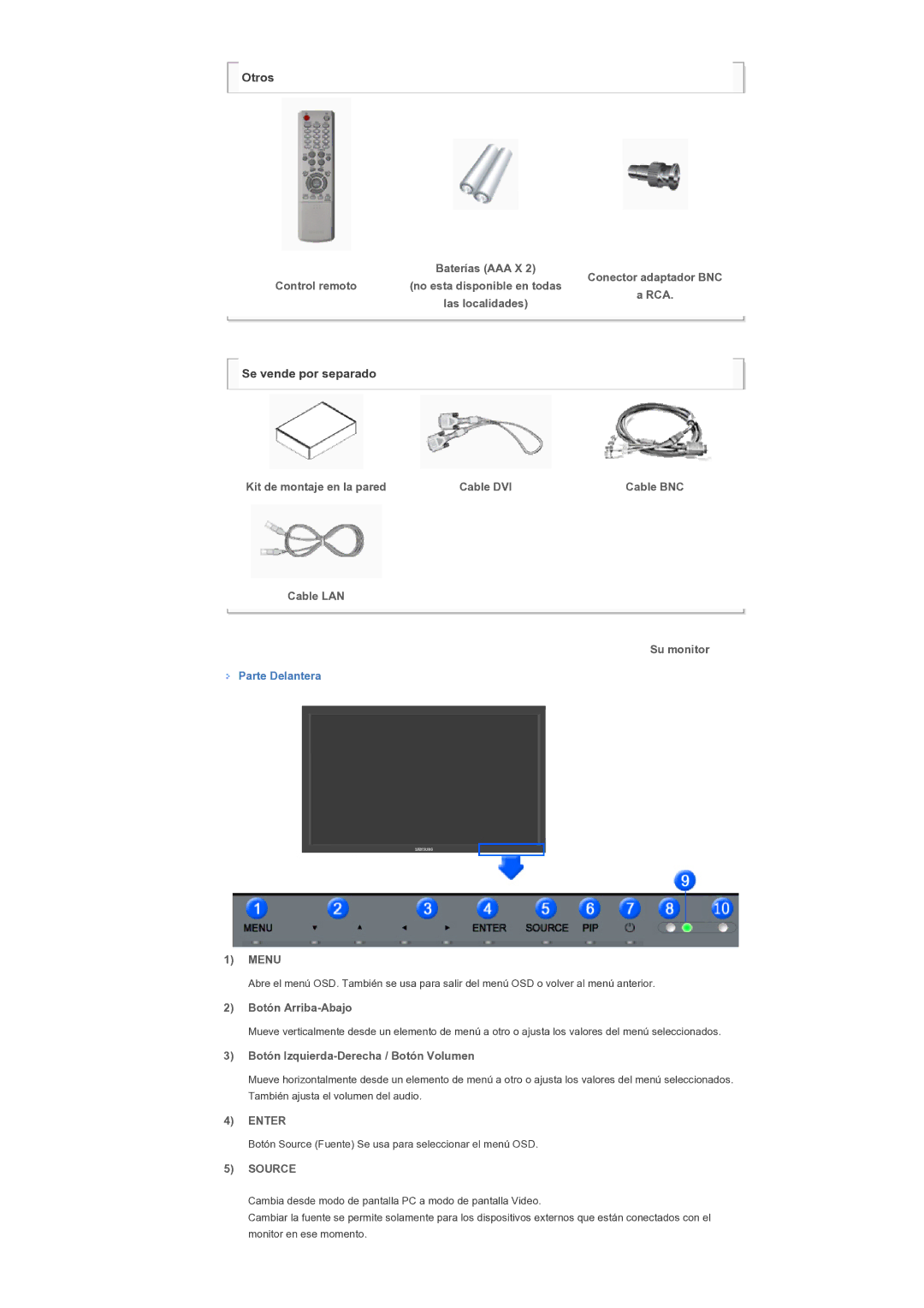 Samsung LH82TCTMBC/EN, LH70TCTMBC/EN manual Menu, Enter, Source 