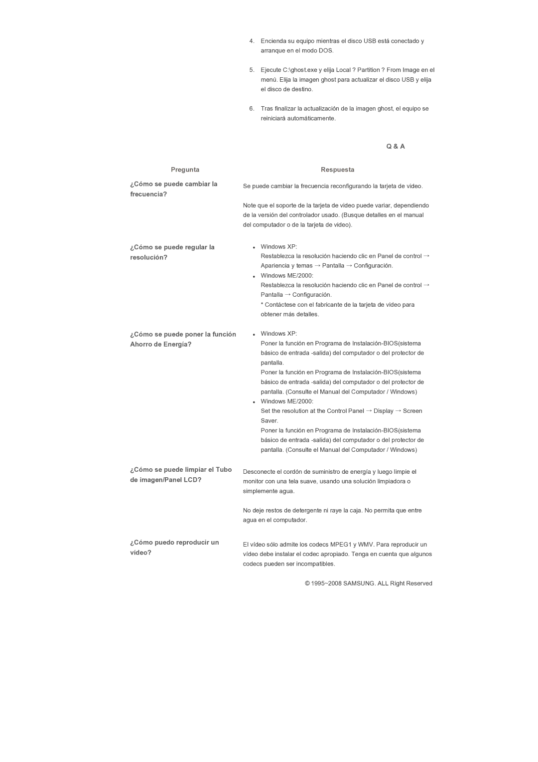 Samsung LH82TCTMBC/EN, LH70TCTMBC/EN manual ¿Cómo se puede cambiar la frecuencia?, Respuesta 