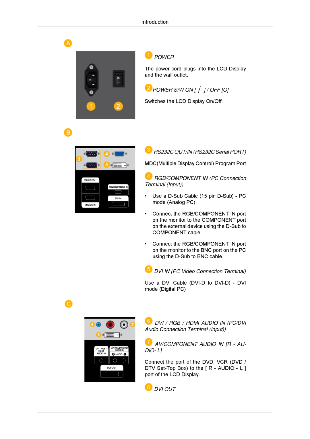 Samsung LH70TCSMBG/XJ, LH70TCUMBG/EN, LH82TCUMBG/EN, LH70TCSMBG/EN, LH70TCUMBG/XJ manual Power 