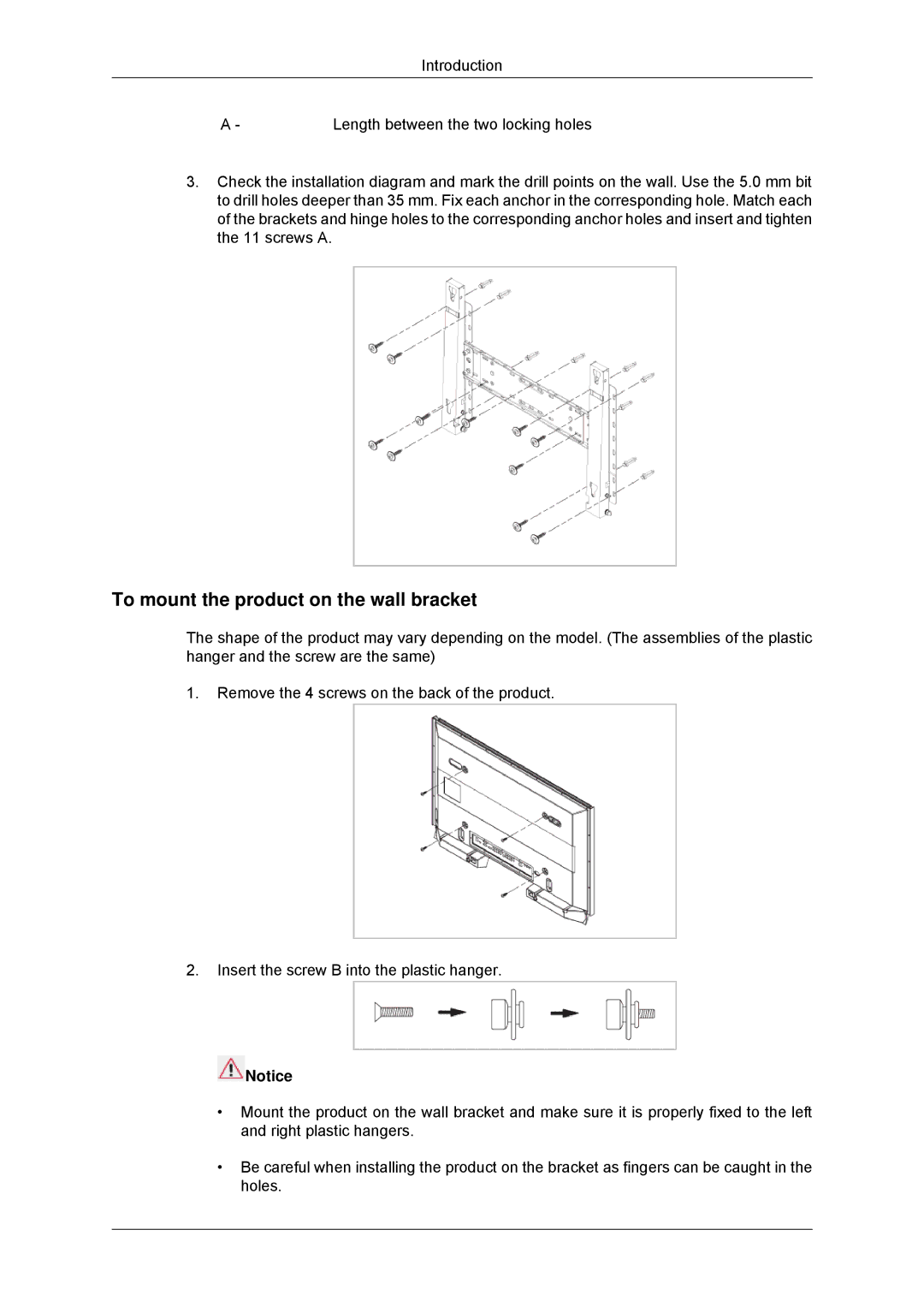 Samsung LH70TCSMBG/EN, LH70TCUMBG/EN, LH82TCUMBG/EN, LH70TCUMBG/XJ, LH70TCSMBG/XJ To mount the product on the wall bracket 