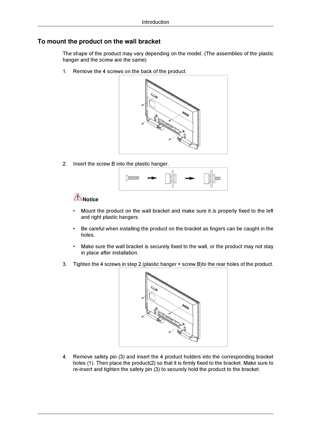 Samsung LH70TCUMBG/XJ, LH70TCUMBG/EN, LH82TCUMBG/EN, LH70TCSMBG/EN, LH70TCSMBG/XJ To mount the product on the wall bracket 