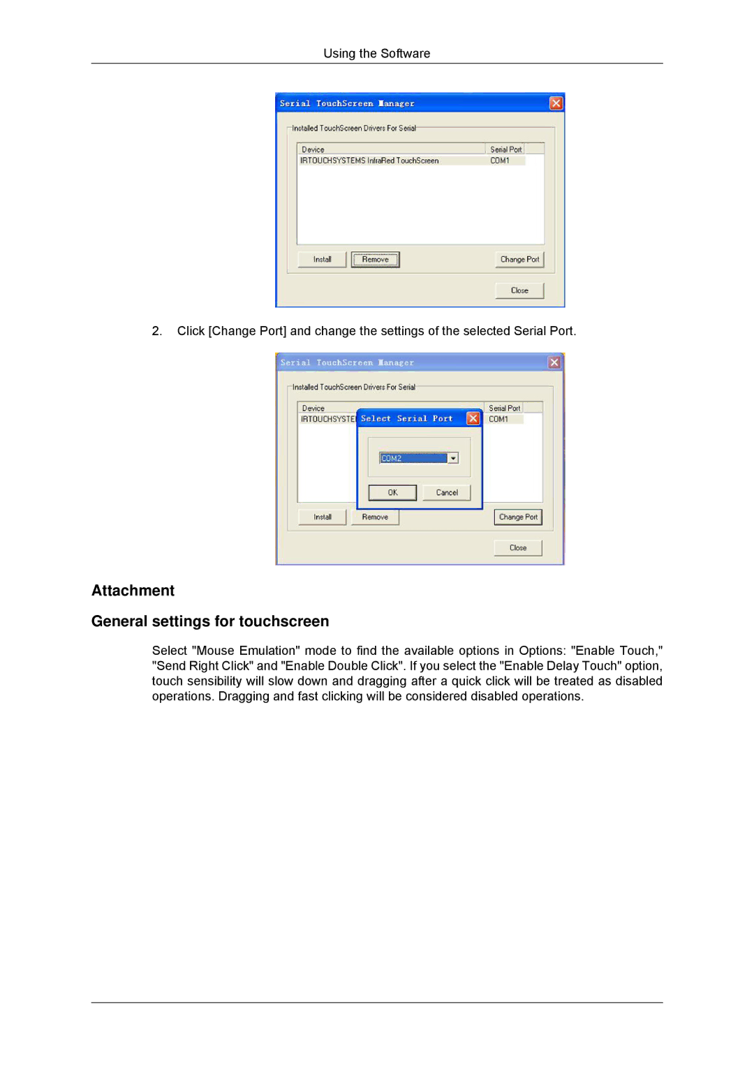 Samsung LH70TCUMBG/EN, LH82TCUMBG/EN, LH70TCSMBG/EN, LH70TCUMBG/XJ, LH70TCSMBG/XJ Attachment General settings for touchscreen 