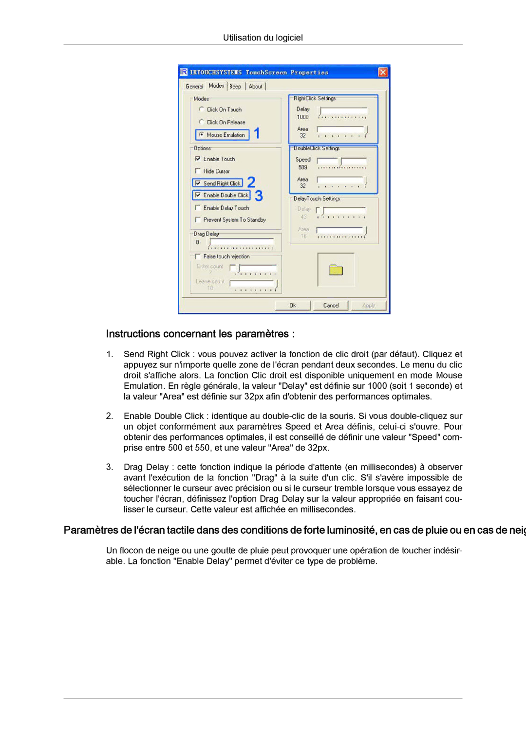 Samsung LH70TCSMBG/EN, LH70TCUMBG/EN, LH82TCUMBG/EN manual Instructions concernant les paramètres 