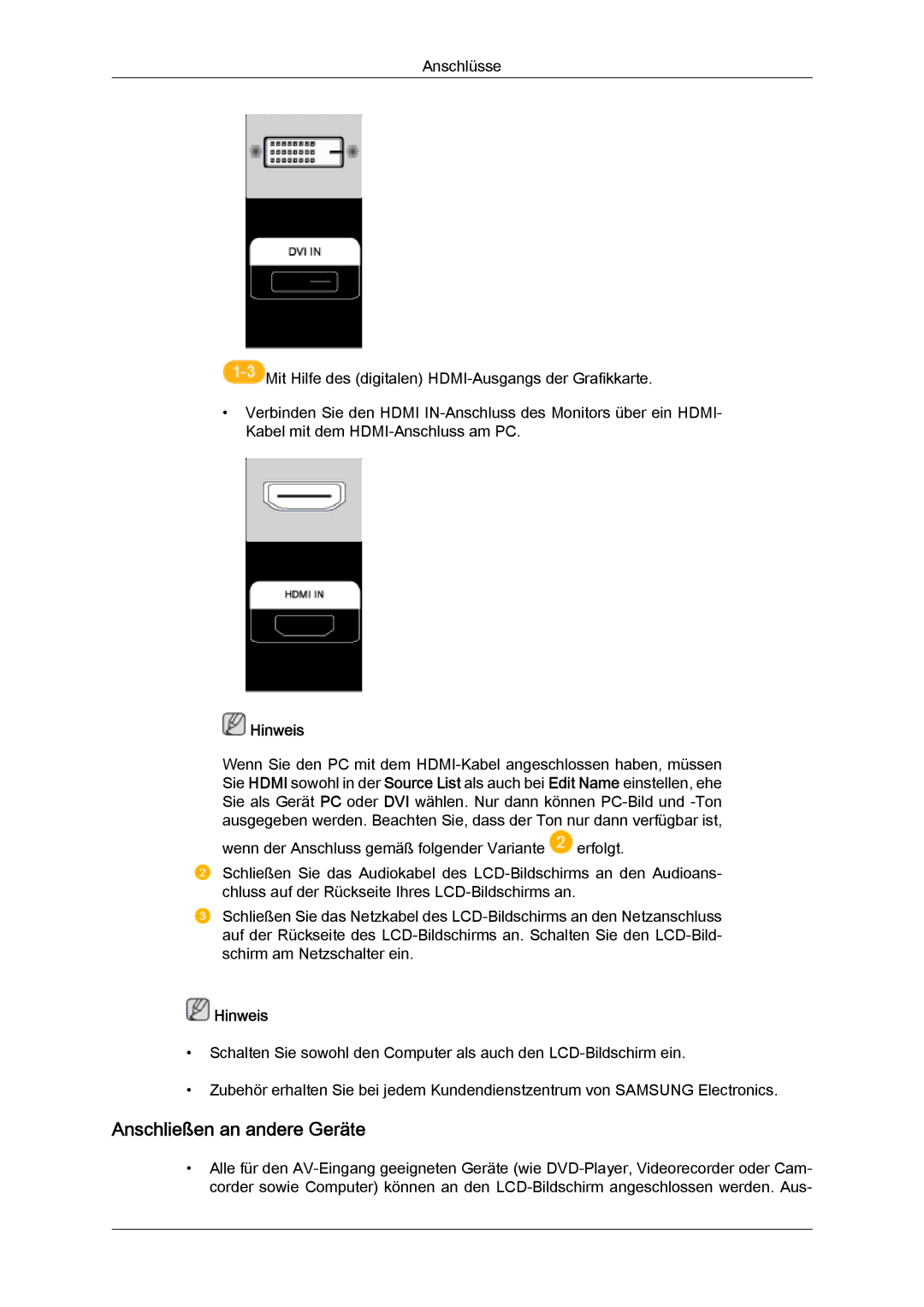 Samsung LH82TCUMBG/EN, LH70TCUMBG/EN manual Anschließen an andere Geräte 