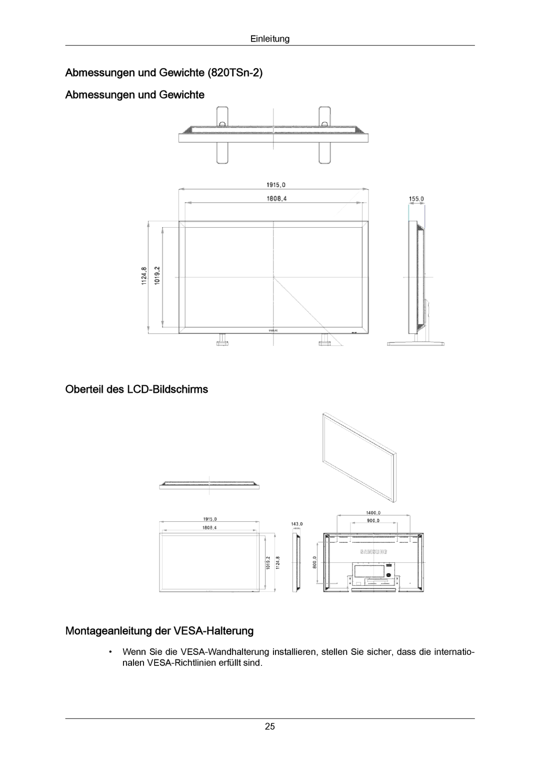 Samsung LH82TCUMBG/EN, LH70TCUMBG/EN manual Einleitung 