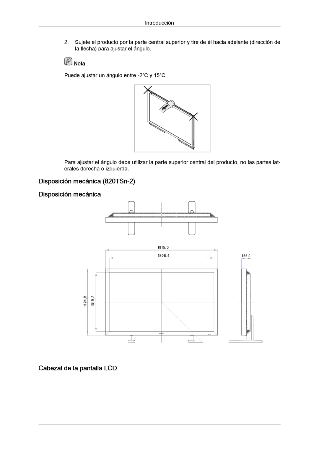 Samsung LH82TCUMBG/EN, LH70TCUMBG/EN manual Disposición mecánica 820TSn-2 Cabezal de la pantalla LCD, Nota 