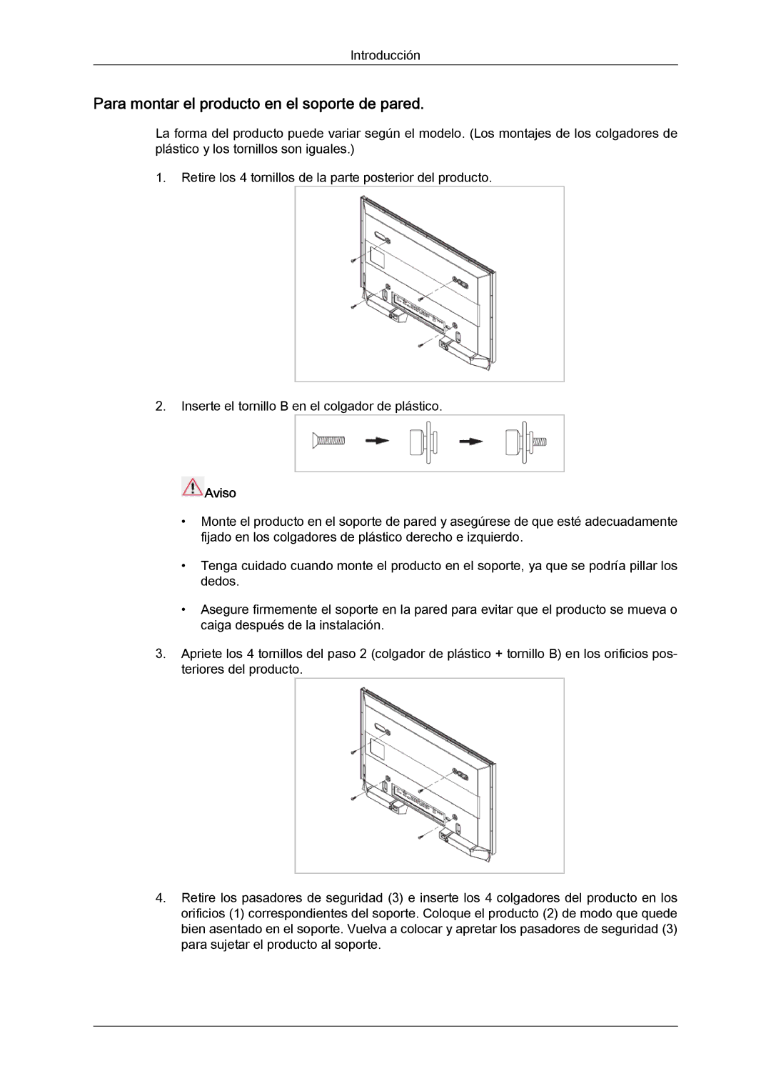 Samsung LH82TCUMBG/EN, LH70TCUMBG/EN manual Para montar el producto en el soporte de pared 