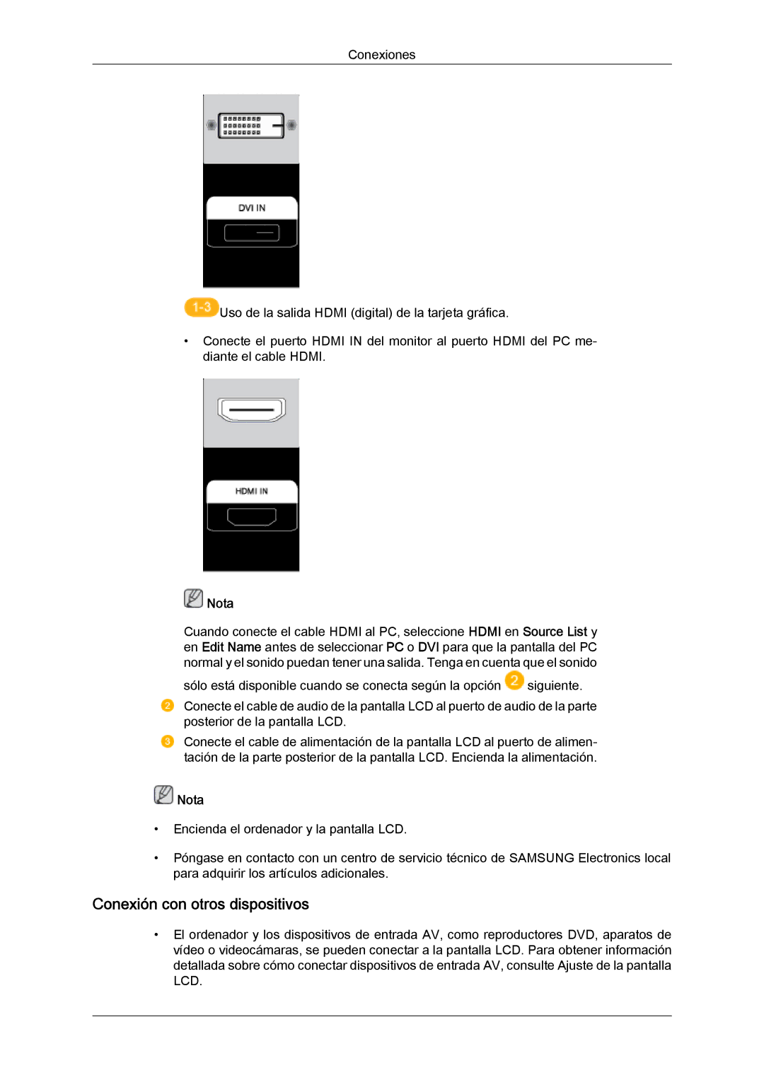 Samsung LH70TCUMBG/EN, LH82TCUMBG/EN manual Conexión con otros dispositivos 