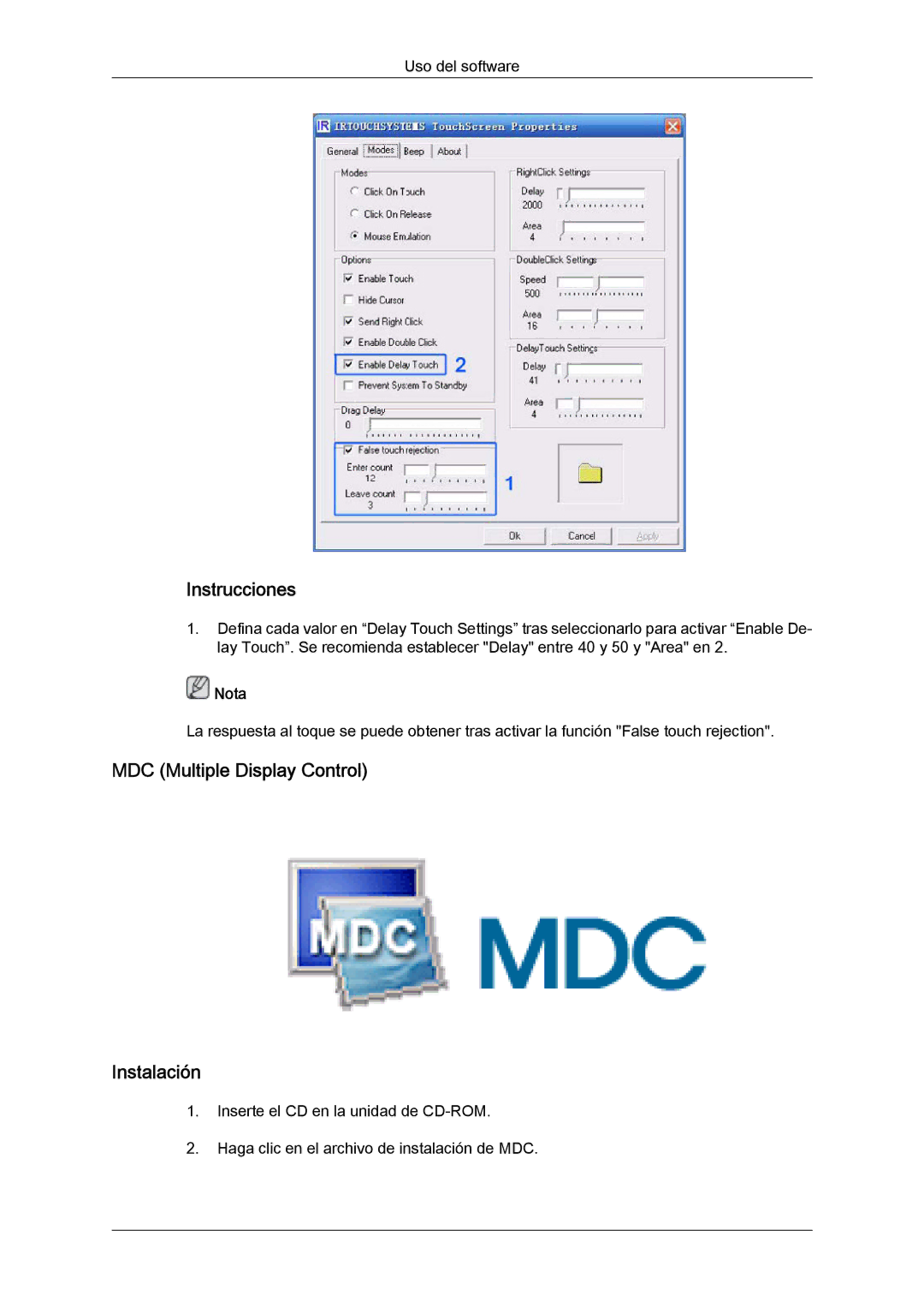 Samsung LH82TCUMBG/EN, LH70TCUMBG/EN manual Instrucciones, MDC Multiple Display Control Instalación 