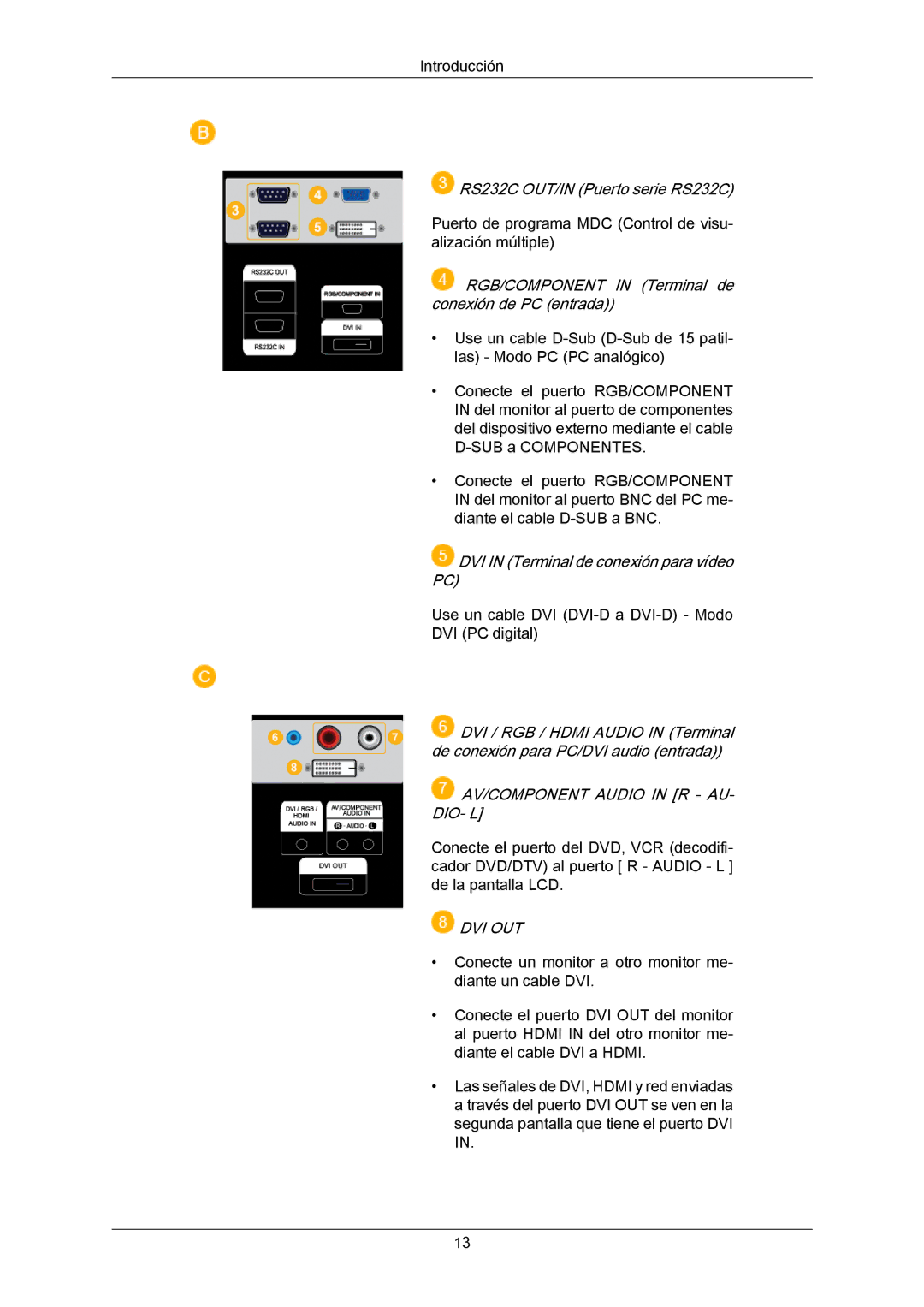 Samsung LH70TCUMBG/EN, LH82TCUMBG/EN manual AV/COMPONENT Audio in R AU- DIO- L 