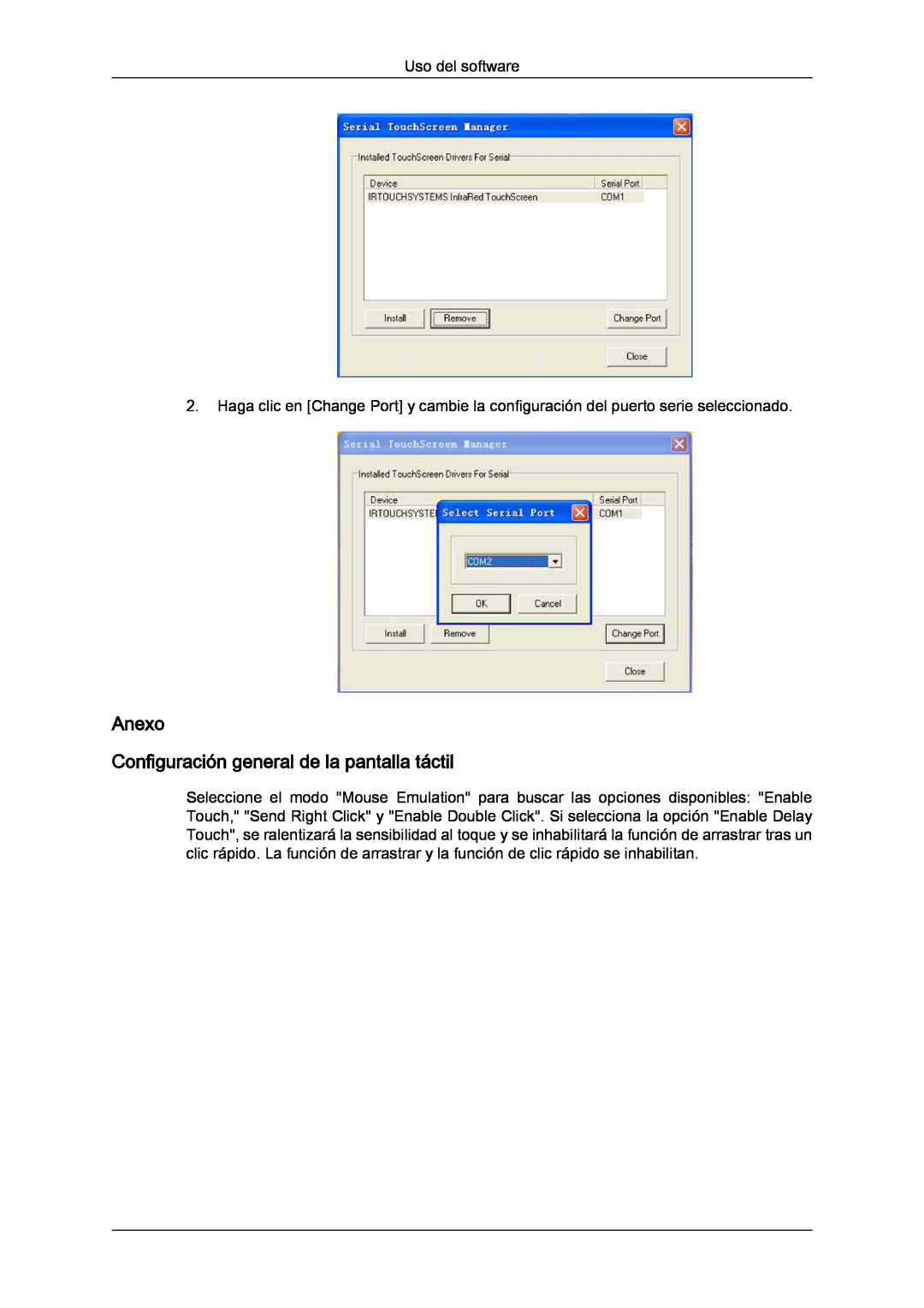 Samsung LH82TCUMBG/EN, LH70TCUMBG/EN manual Anexo Configuración general de la pantalla táctil 