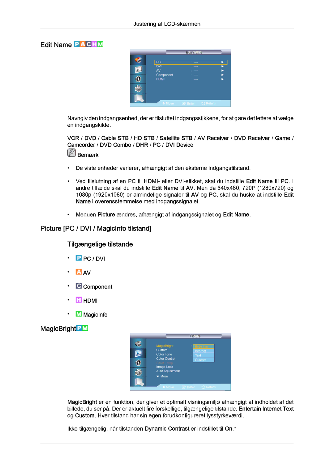 Samsung LH70TCUMBG/EN manual Edit Name, MagicBright 