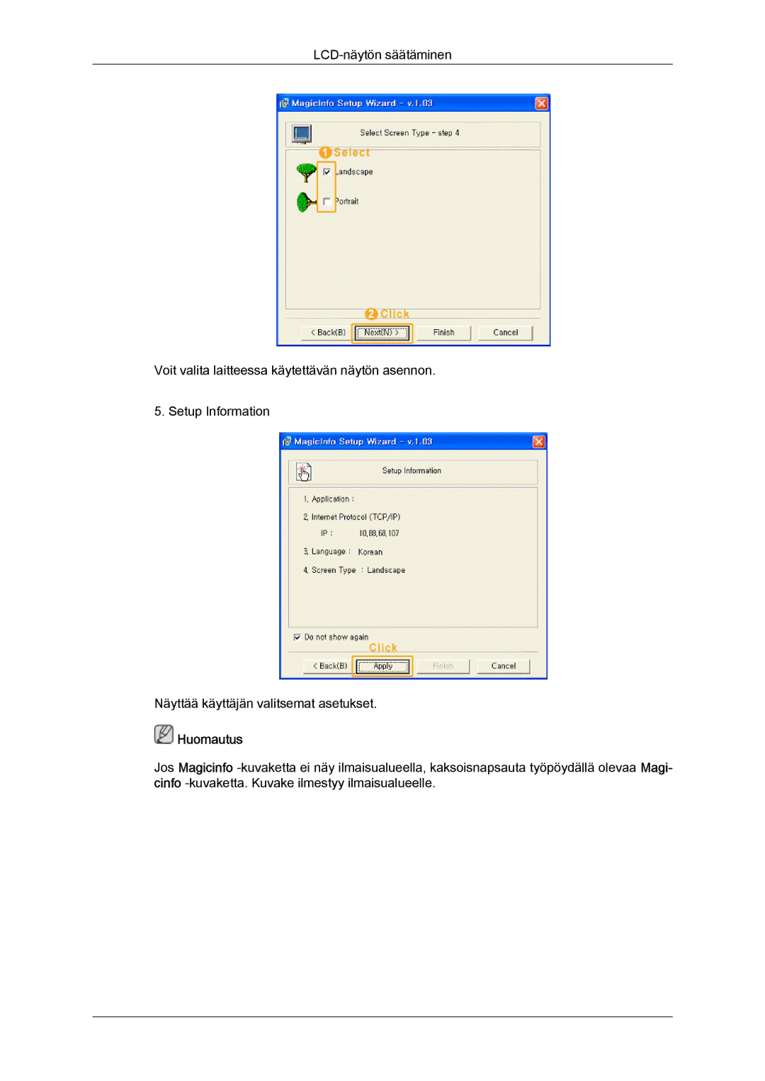 Samsung LH70TCUMBG/EN manual Huomautus 