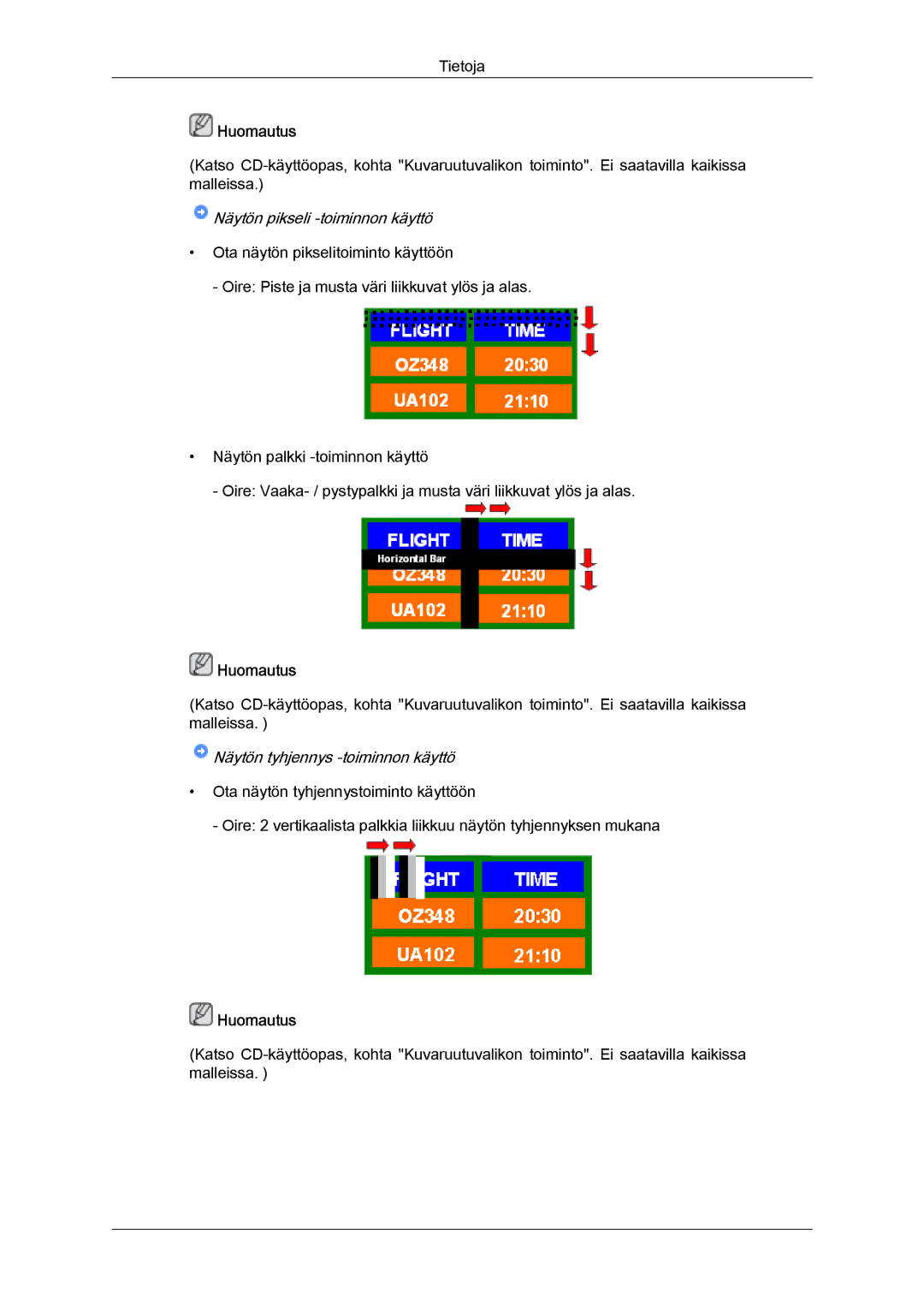 Samsung LH70TCUMBG/EN manual Näytön pikseli -toiminnon käyttö 