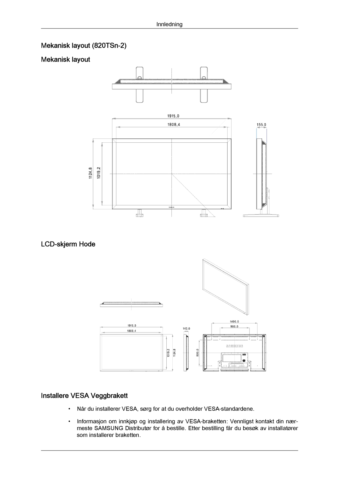 Samsung LH70TCUMBG/EN manual Innledning 