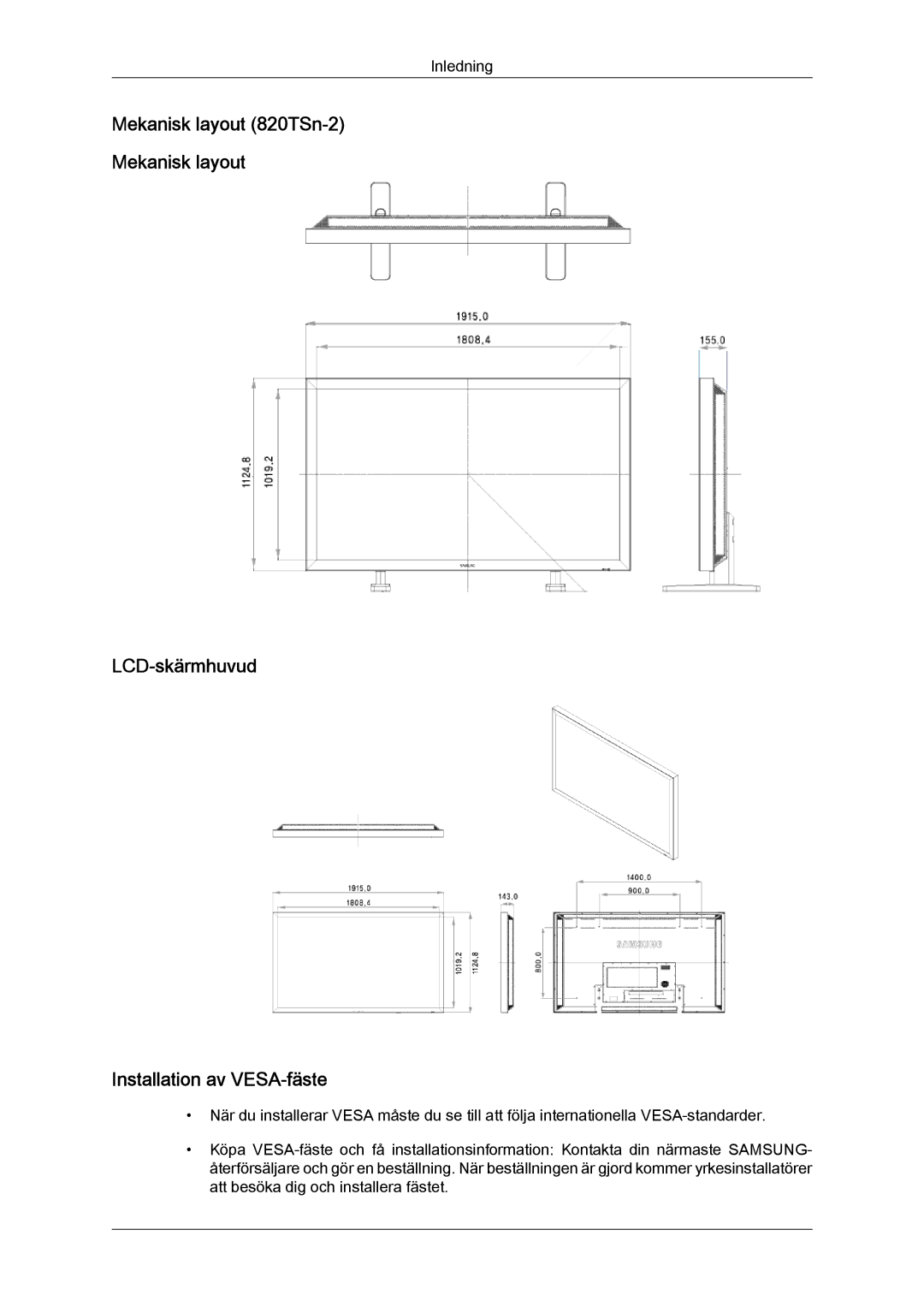 Samsung LH70TCUMBG/EN manual Inledning 