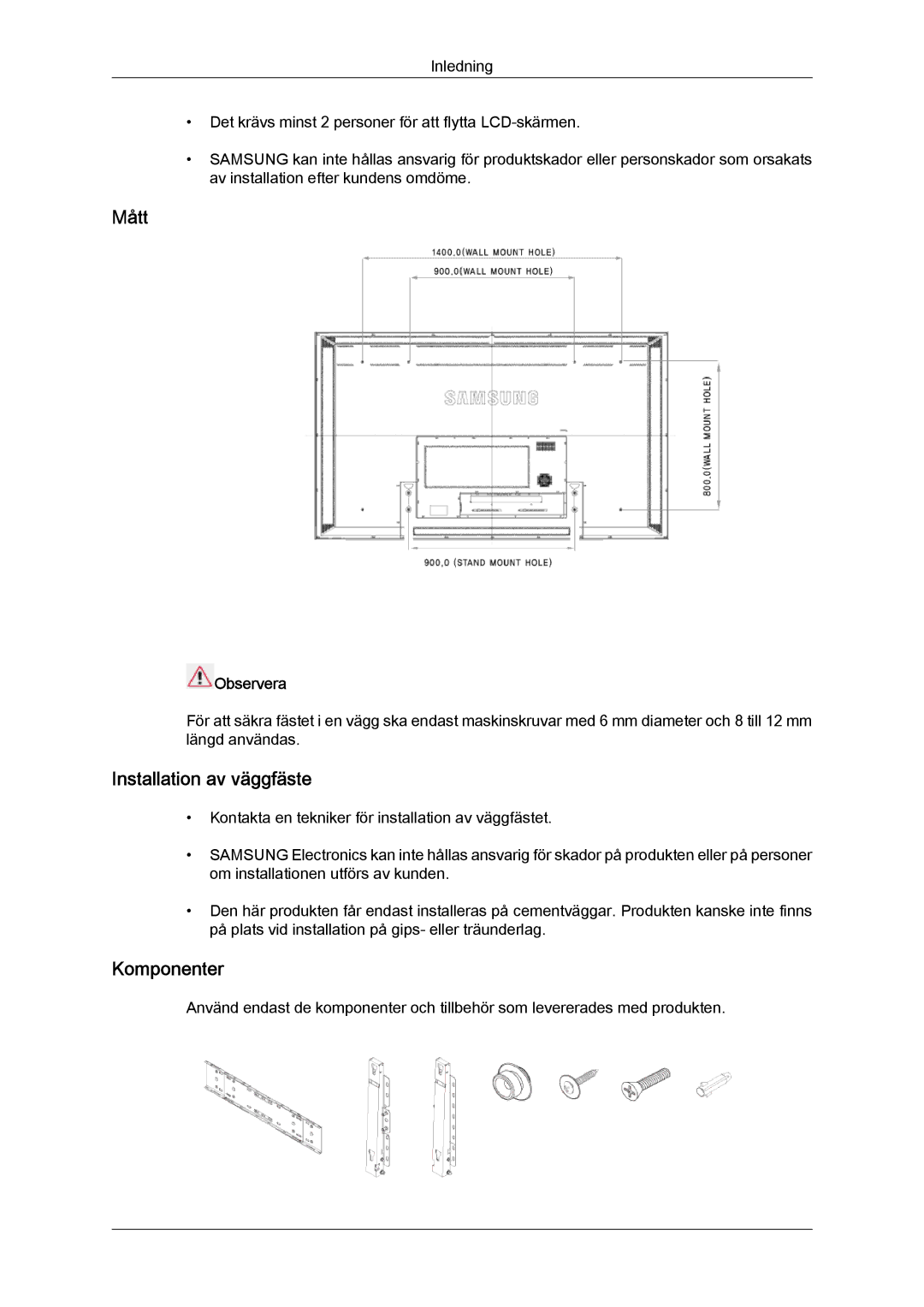 Samsung LH70TCUMBG/EN manual Mått 