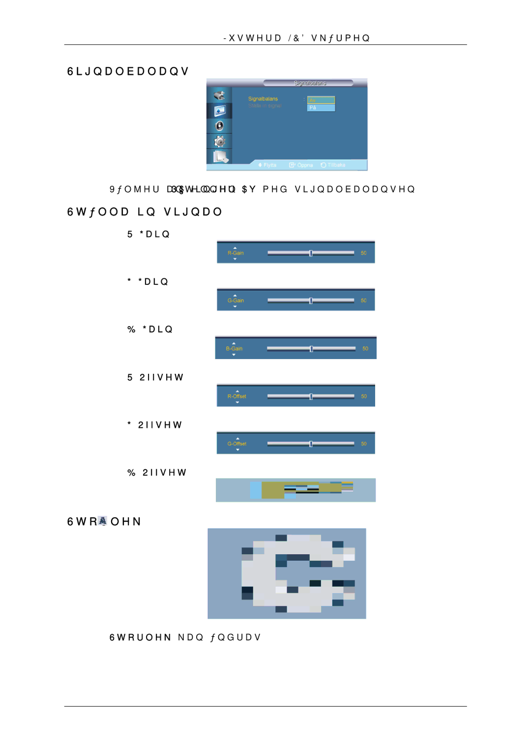 Samsung LH70TCUMBG/EN manual Ställa in signal, Gain Offset 