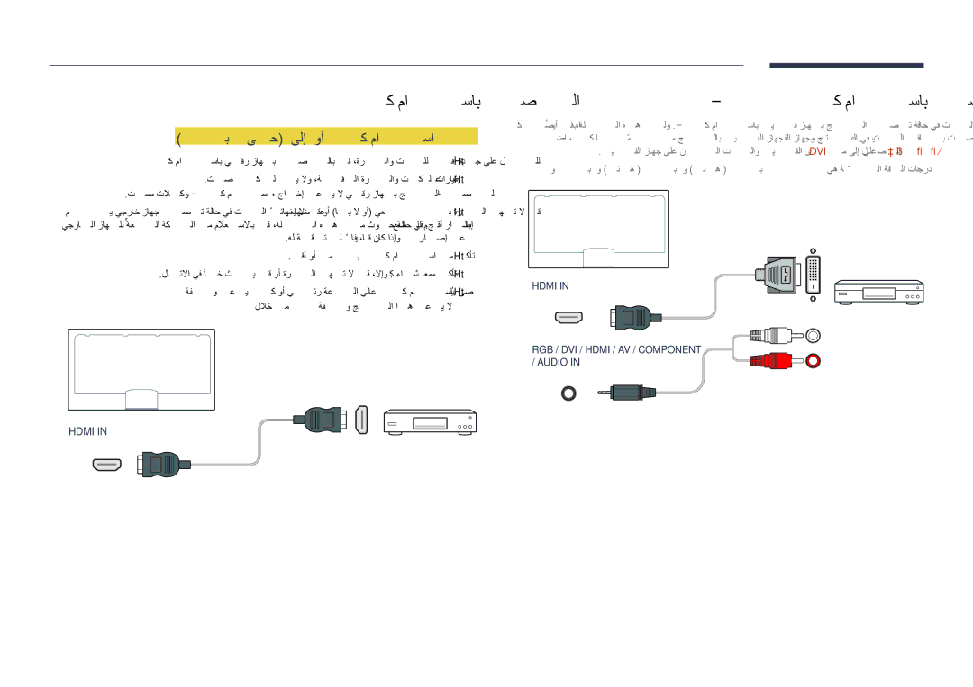 Samsung LH65DMDPLGC/UE, LH75DMDPLGC/EN manual Hdmi لبك مادختساب ليصوتلا, لسكب 1080 ىتح DVI ىلإ Hdmi وأ Hdmi لبك مادختسا 