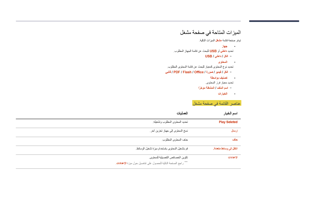 Samsung LH75DMDPLGC/NG, LH75DMDPLGC/EN, LH75DMDPLGC/UE, LH65DMDPLGC/UE لغشم ةحفص يف ةحاتملا تازيملا, تايلمعلا رايخلا مسا 