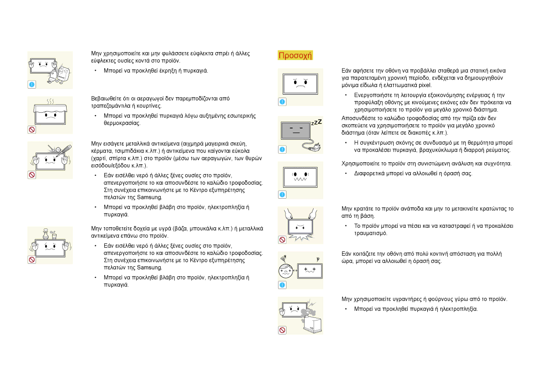 Samsung LH75DMDPLGC/EN manual Χαρτί, σπίρτα κ.λπ. στο προϊόν μέσω των αεραγωγών, των θυρών 