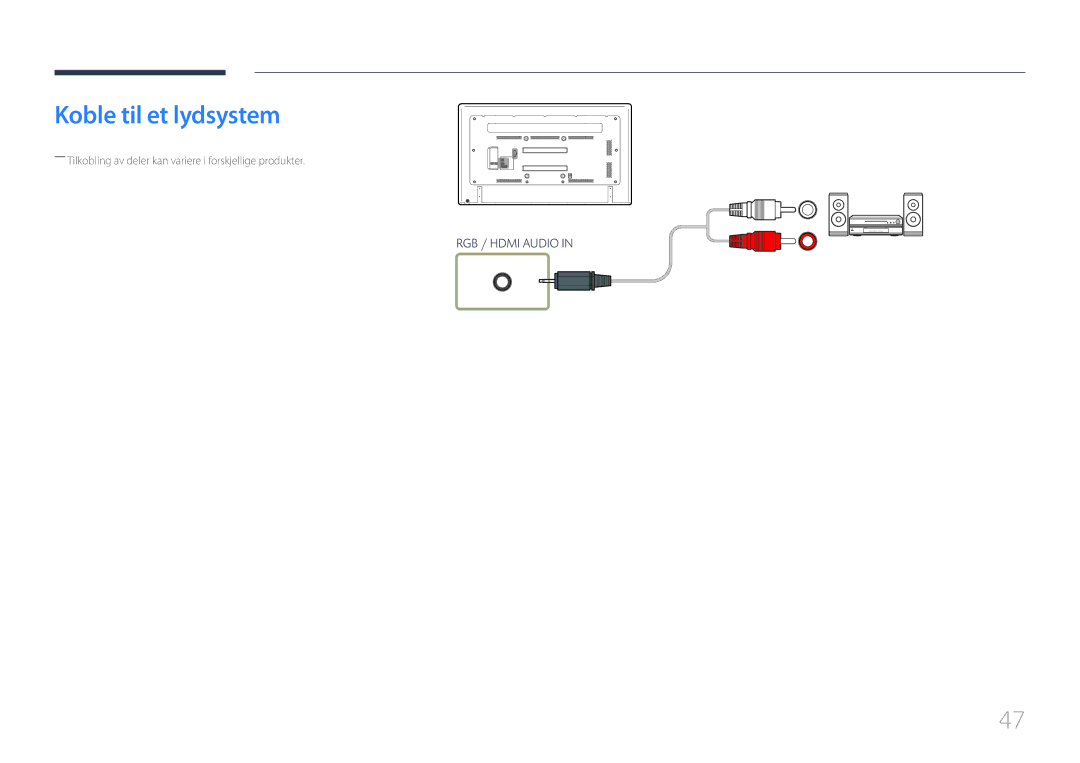 Samsung LH65EDCPRBC/EN, LH75EDCPLBC/EN, LH65EDCPLBC/EN manual Koble til et lydsystem 