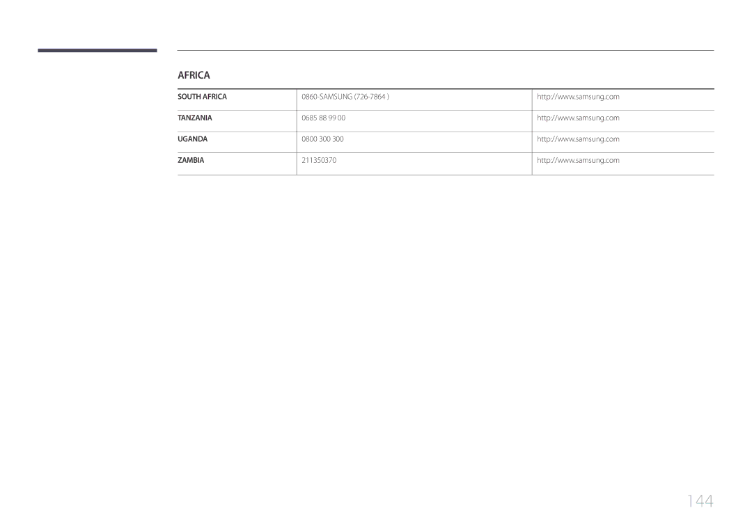 Samsung LH75EDCPLBC/EN, LH65EDCPLBC/EN, LH65EDCPRBC/EN manual 144 