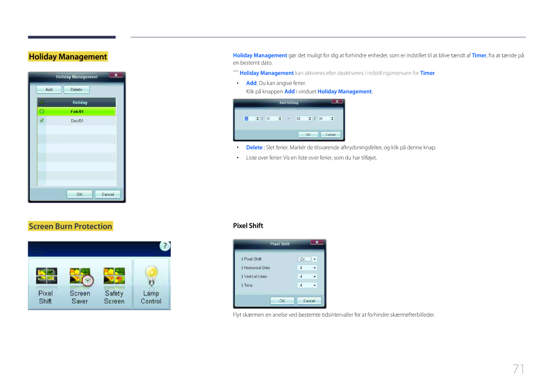 Samsung LH65EDCPRBC/EN, LH75EDCPLBC/EN, LH65EDCPLBC/EN manual Screen Burn Protection 