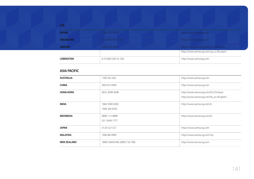 Samsung LH75EDCPLBC/EN, LH65EDCPLBC/EN, LH65EDCPRBC/EN manual 141 