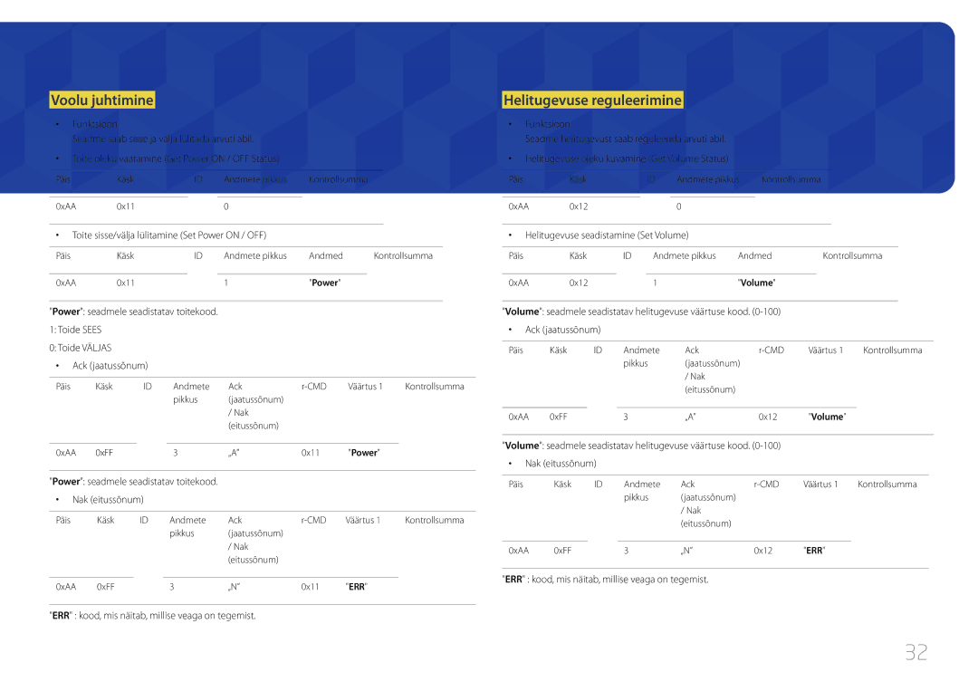 Samsung LH65EDCPRBC/EN, LH75EDCPLBC/EN, LH65EDCPLBC/EN manual Voolu juhtimine, Helitugevuse reguleerimine 