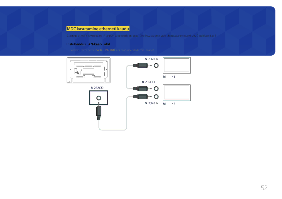 Samsung LH65EDCPLBC/EN, LH75EDCPLBC/EN, LH65EDCPRBC/EN manual MDC kasutamine etherneti kaudu, Ristühendus LAN-kaabli abil 