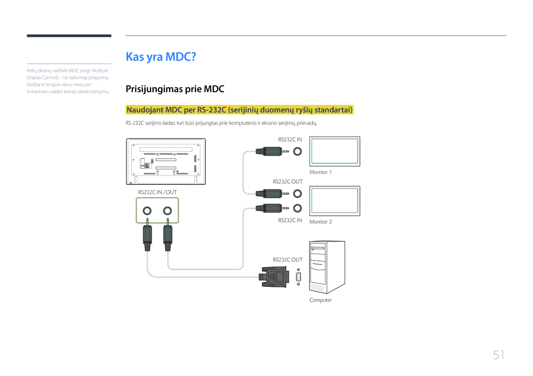 Samsung LH75EDCPLBC/EN, LH65EDCPLBC/EN, LH65EDCPRBC/EN manual Kas yra MDC?, Prisijungimas prie MDC 