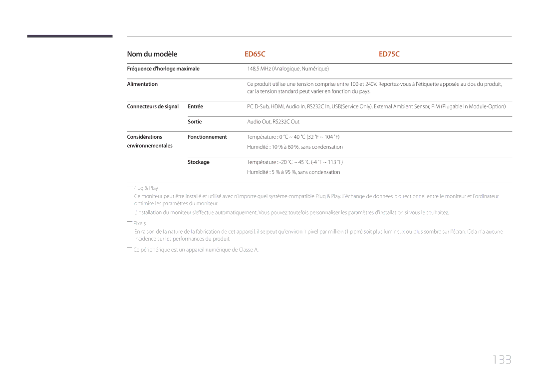 Samsung LH65EDCPLBC/EN, LH75EDCPLBC/EN manual 133 