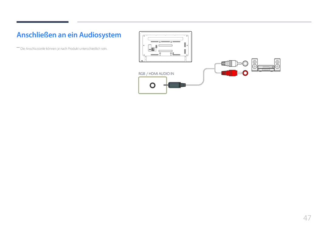 Samsung LH65EDCPLBC/EN, LH75EDCPLBC/EN manual Anschließen an ein Audiosystem 