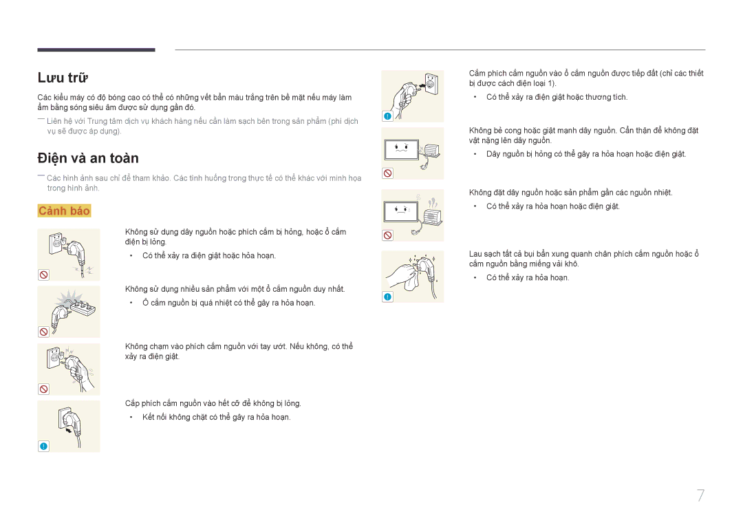 Samsung LH65EDDPLGC/XY, LH75EDDPLGC/XY manual Lưu trữ, Điên và an toàn 