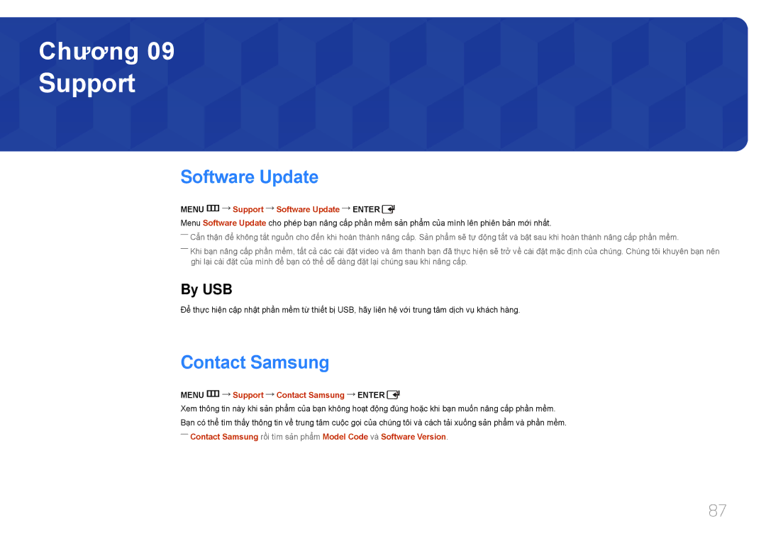 Samsung LH65EDDPLGC/XY, LH75EDDPLGC/XY manual Support, Software Update, Contact Samsung, By USB 