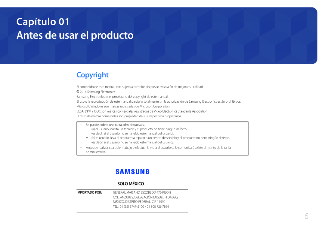 Samsung LH32DCEMLGC/EN, LH75EDEPLGC/EN Antes de usar el producto, Copyright, Se puede cobrar una tarifa administrativa si 