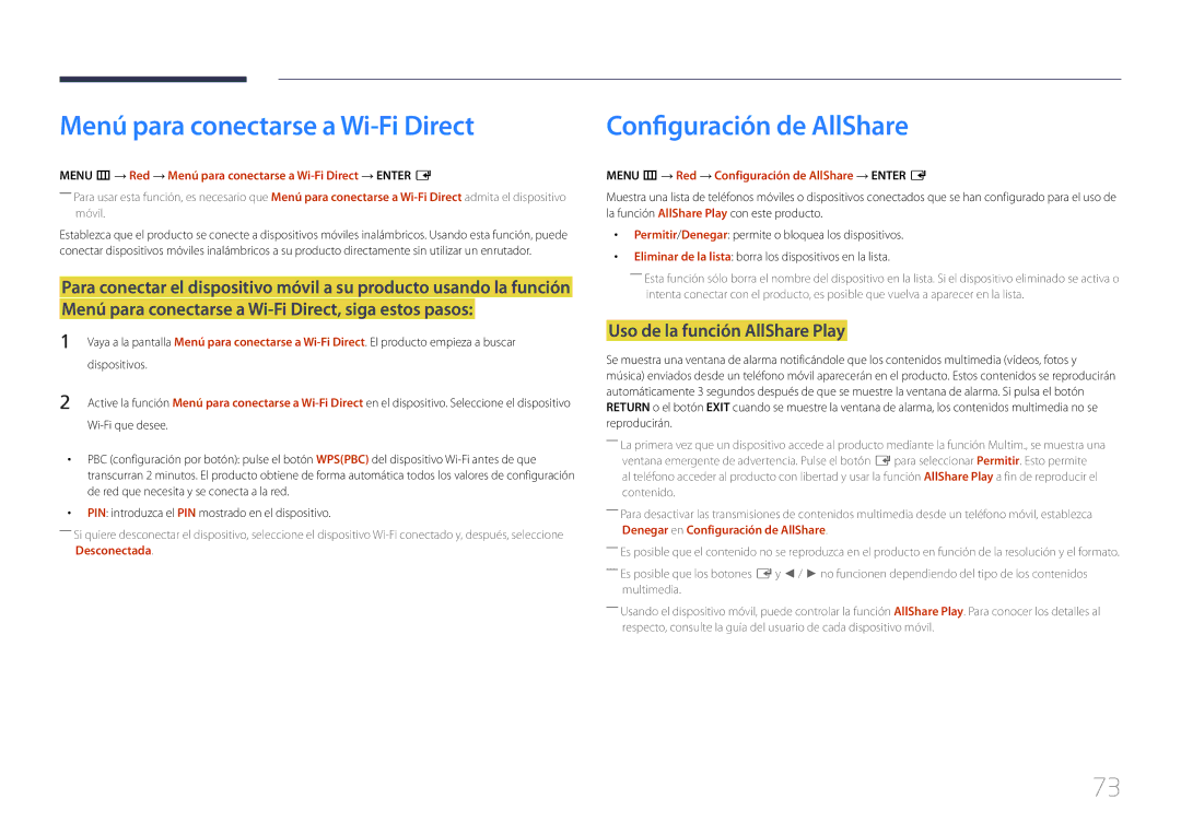 Samsung LH40DCEPLGC/EN Menú para conectarse a Wi-Fi Direct, Uso de la función AllShare Play, Dispositivos, Wi-Fi que desee 