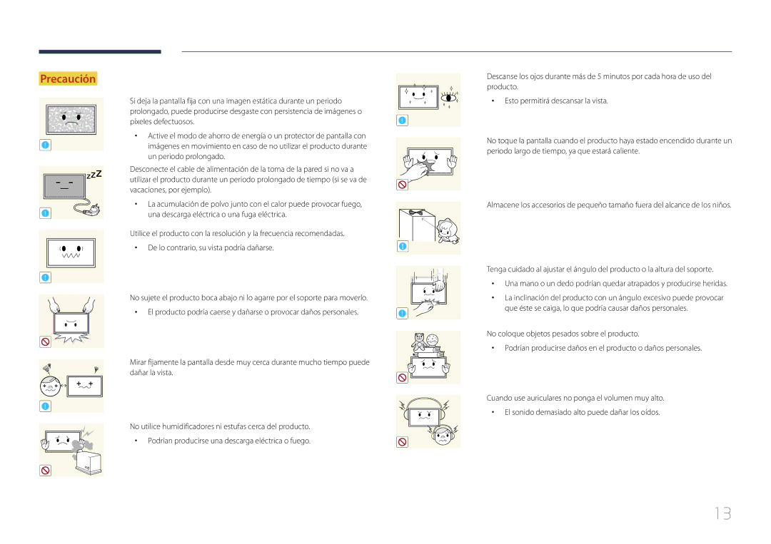 Samsung LH55DCEMLGC/EN, LH75EDEPLGC/EN, LH40DCEPLGC/EN, LH48DCEPLGC/EN, LH65EDEPLGC/EN, LH40DCEMLGC/EN manual Precaución 